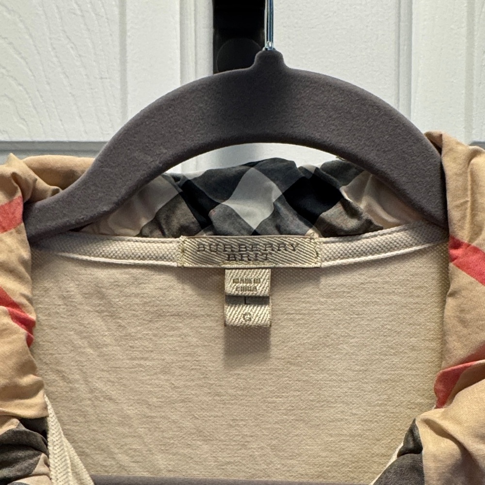 Burberry Beige Polo with Check-Trim Collar - Picture 2 of 3